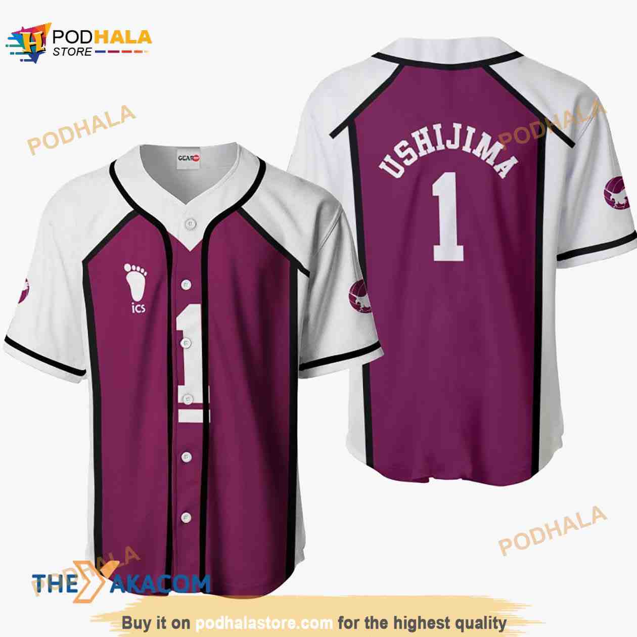 Wakatoshi Ushijima Haikyuu Anime Costume 3D Baseball Jersey Shirt baseball jersey product view 1
