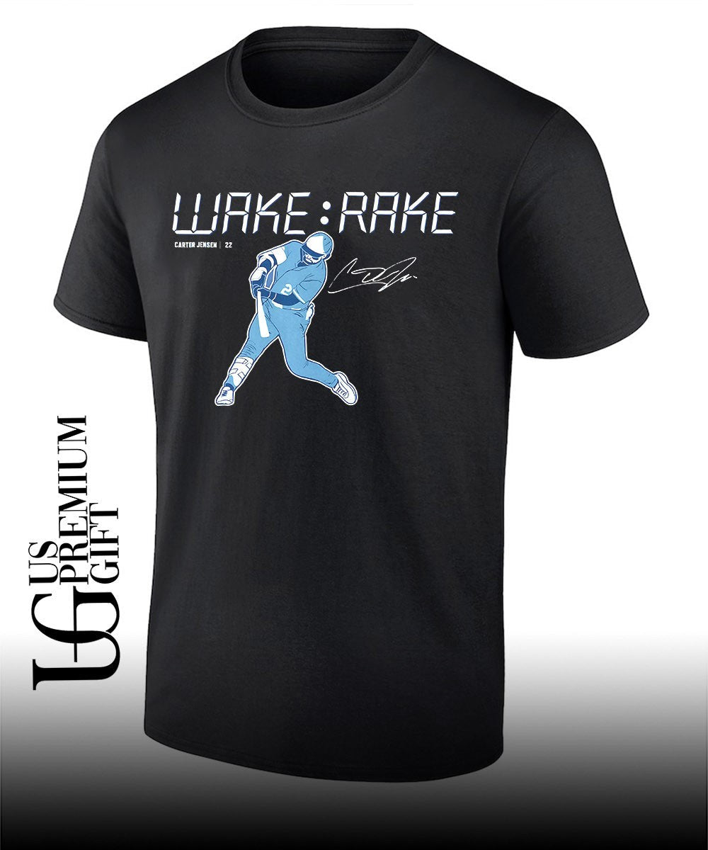 Wake and Rake Carter Jensen Kansas City Royals baseball signature shirt Unisex T-shirt, Sweatshirt, Hoodie, Long Sleeve Tee - T-Shirt, Sweatshirt, Hoodie