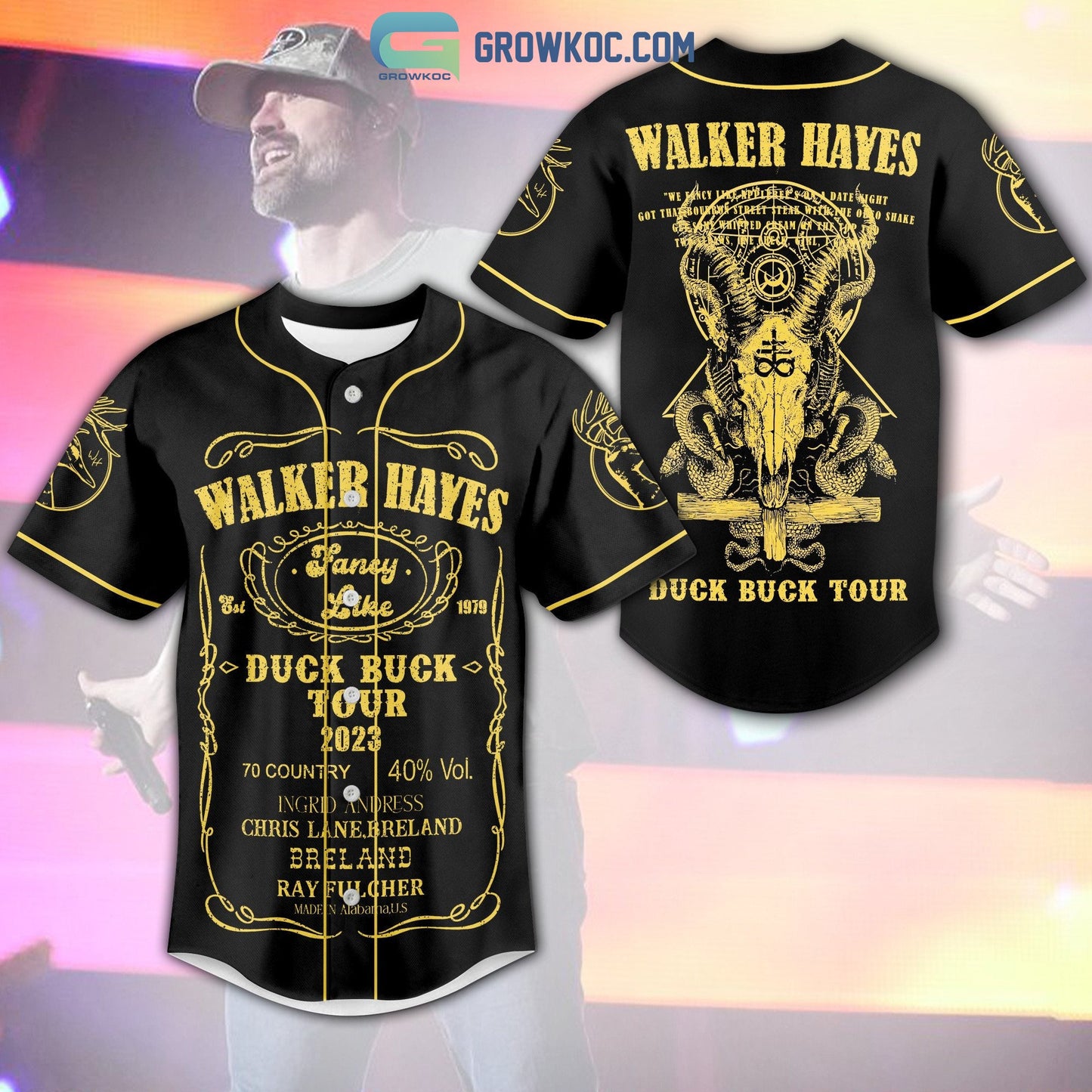 Walker Hayes Duck Buck Tour 2023 Baseball Jersey baseball jersey product view 1