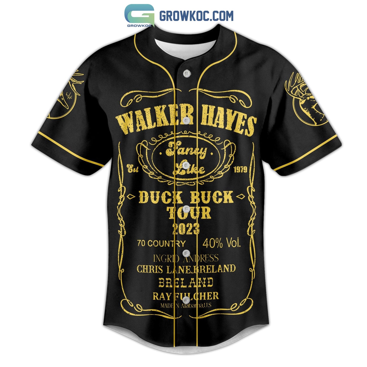 Walker Hayes Duck Buck Tour 2023 Baseball Jersey baseball jersey product view 2