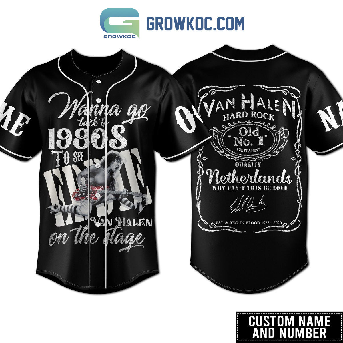 Wanna Go Back To 1980s To See Eddie Van Halen On The Stage Personalized Baseball Jersey baseball jersey product view 1