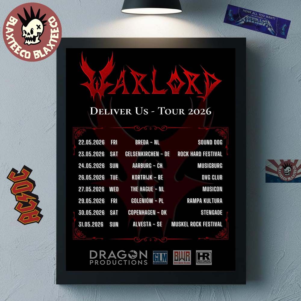 Warlord Deliver Us Europe 2026 Tour Schedule Dates Wall Decor Poster Canvas Unisex T-shirt, Sweatshirt, Hoodie, Long Sleeve Tee - T-Shirt, Sweatshirt, Hoodie