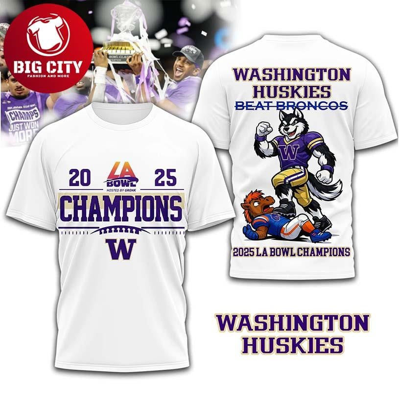Washington Huskies 2025 LA Bowl Champions Shirt Football  Two Sided Shirt Unisex T-shirt, Sweatshirt, Hoodie, Long Sleeve Tee - T-Shirt, Sweatshirt, Hoodie