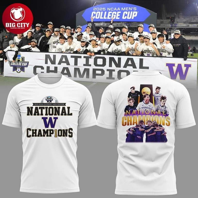 Washington Huskies 2025 National Champions NCAA Mens Soccer Two Sided Shirt Unisex T-shirt, Sweatshirt, Hoodie, Long Sleeve Tee - T-Shirt, Sweatshirt, Hoodie