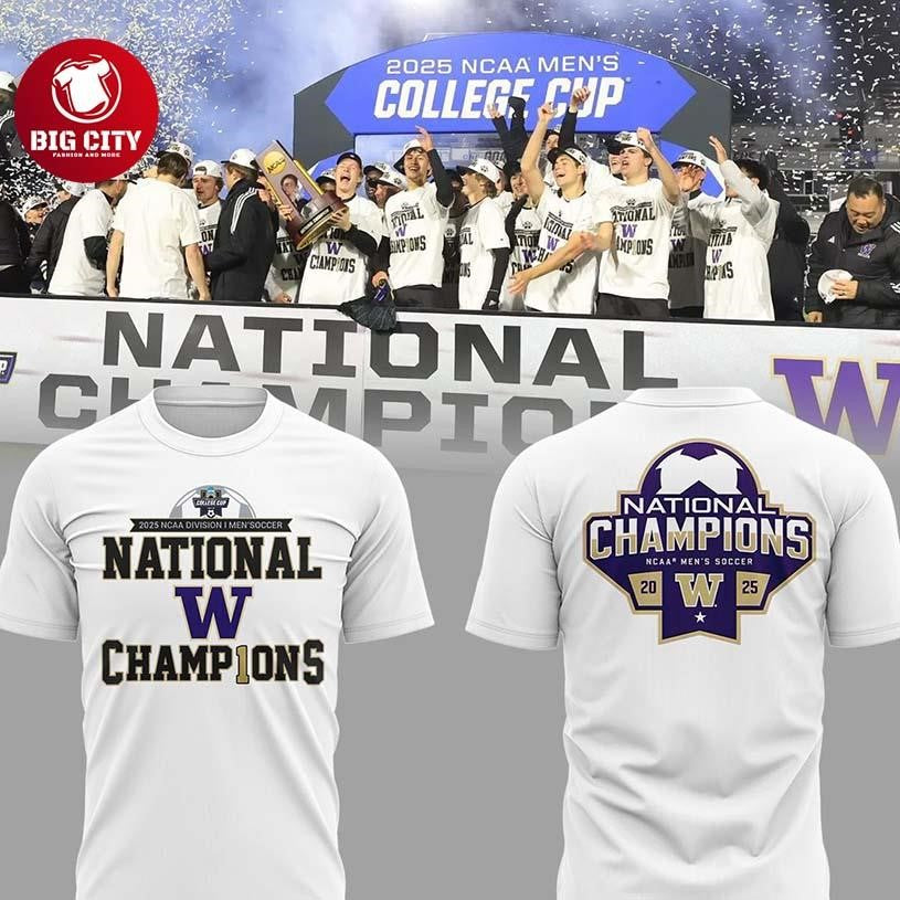 Washington Huskies NCAA Mens Soccer National Champions 2025 Two Sided Shirt Unisex T-shirt, Sweatshirt, Hoodie, Long Sleeve Tee - T-Shirt, Sweatshirt, Hoodie