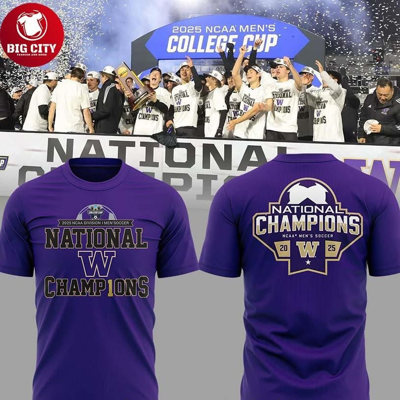 Washington Huskies National Champions 2025 NCAA Mens College Cup Two Sided Shirt Unisex T-shirt, Sweatshirt, Hoodie, Long Sleeve Tee - T-Shirt, Sweatshirt, Hoodie