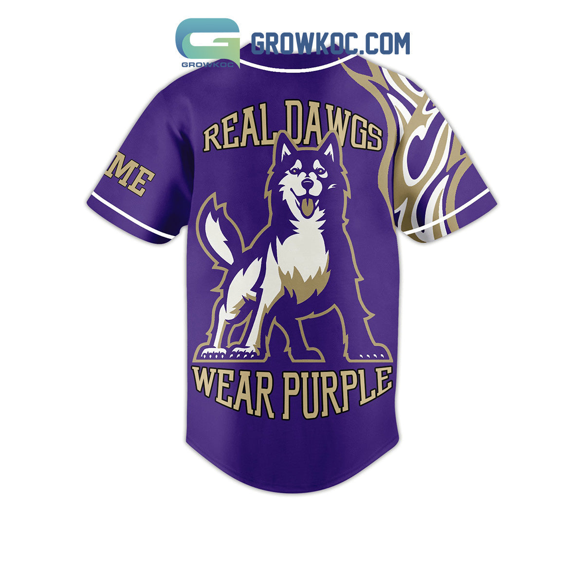 Washington Huskies Real Dawgs Wear Purple Personalized Baseball Jersey baseball jersey product view 2