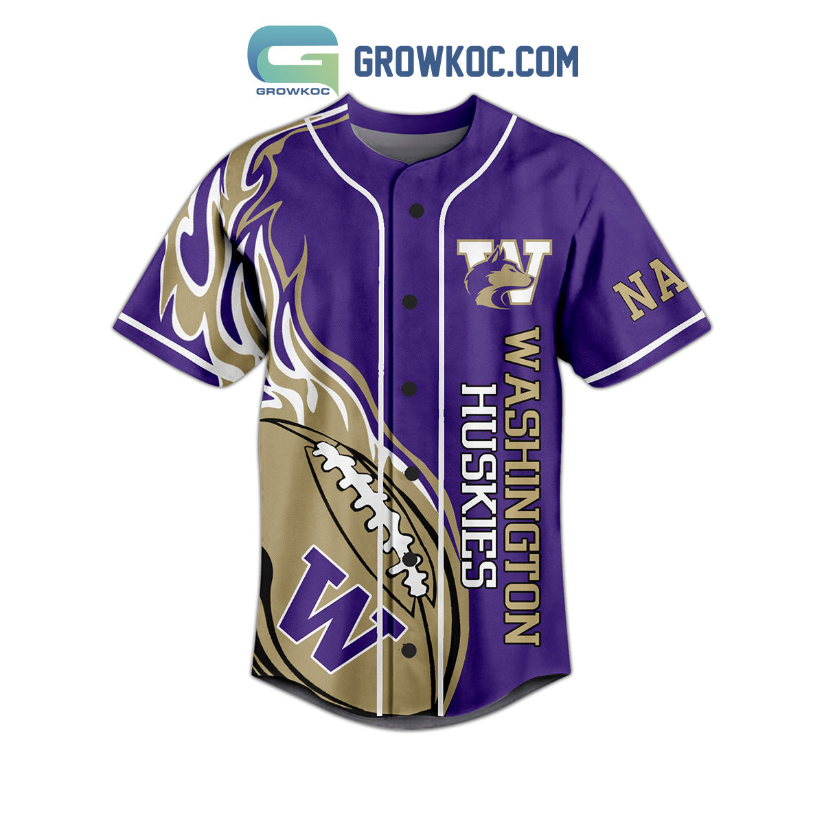 Washington Huskies Real Dawgs Wear Purple Personalized Baseball Jersey baseball jersey product view 3