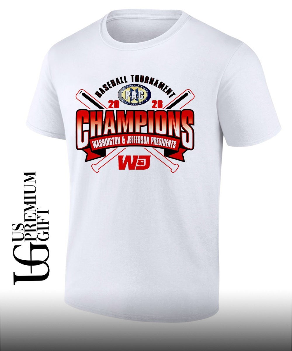Washington & Jefferson Presidents 2026 Baseball PAC Conference Champions shirt Unisex T-shirt, Sweatshirt, Hoodie, Long Sleeve Tee - T-Shirt, Sweatshirt, Hoodie