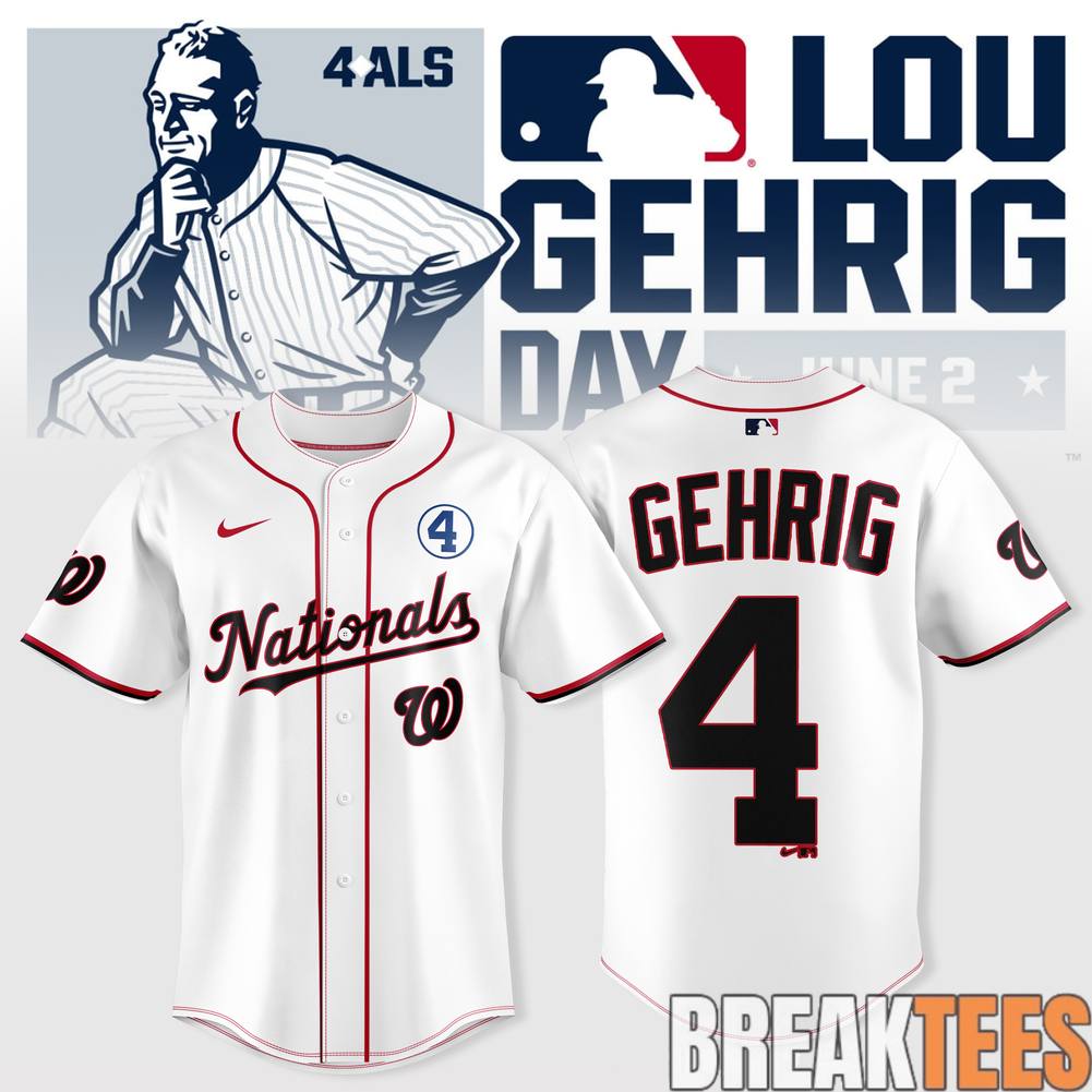 Washington Nationals Lou Gehrig Day 2026 Jersey Unisex T-shirt, Sweatshirt, Hoodie, Long Sleeve Tee - T-Shirt, Sweatshirt, Hoodie