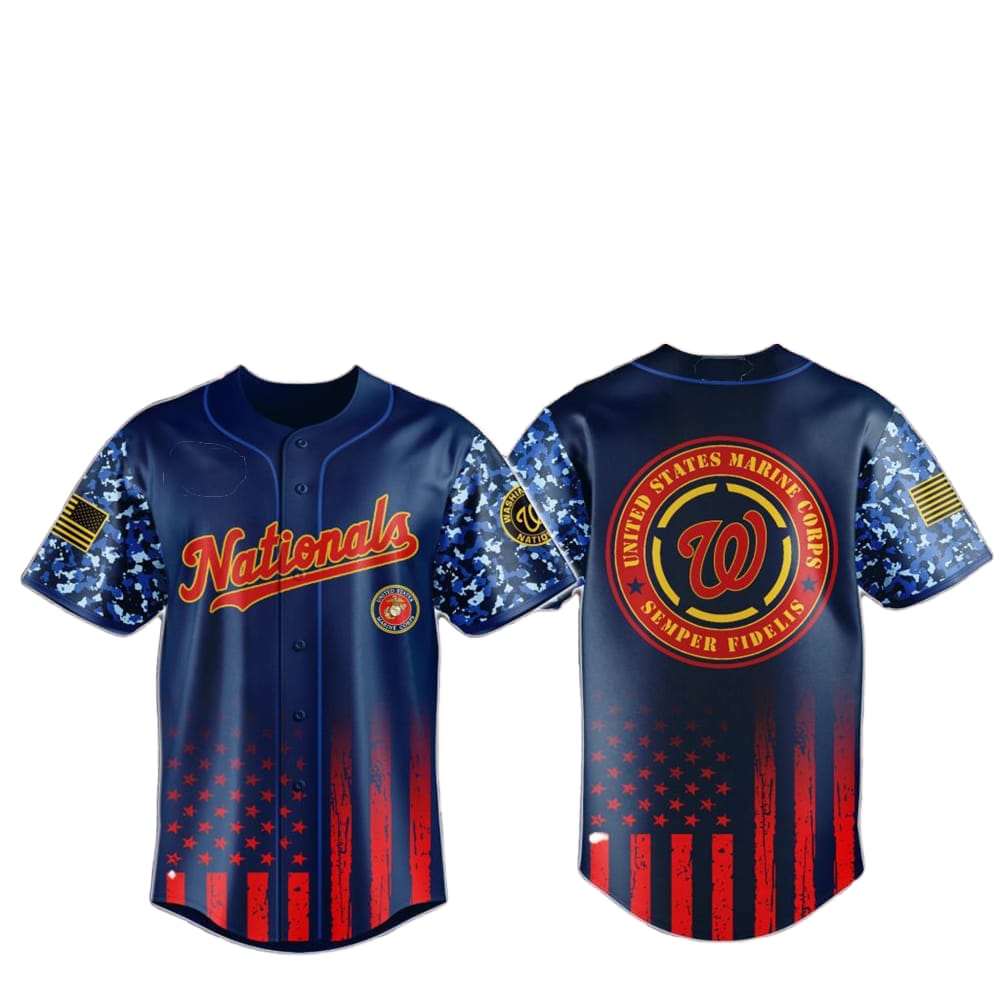 Washington Nationals Marine Corps Military Appreciation Baseball Jersey 2025 baseball jersey product view 1