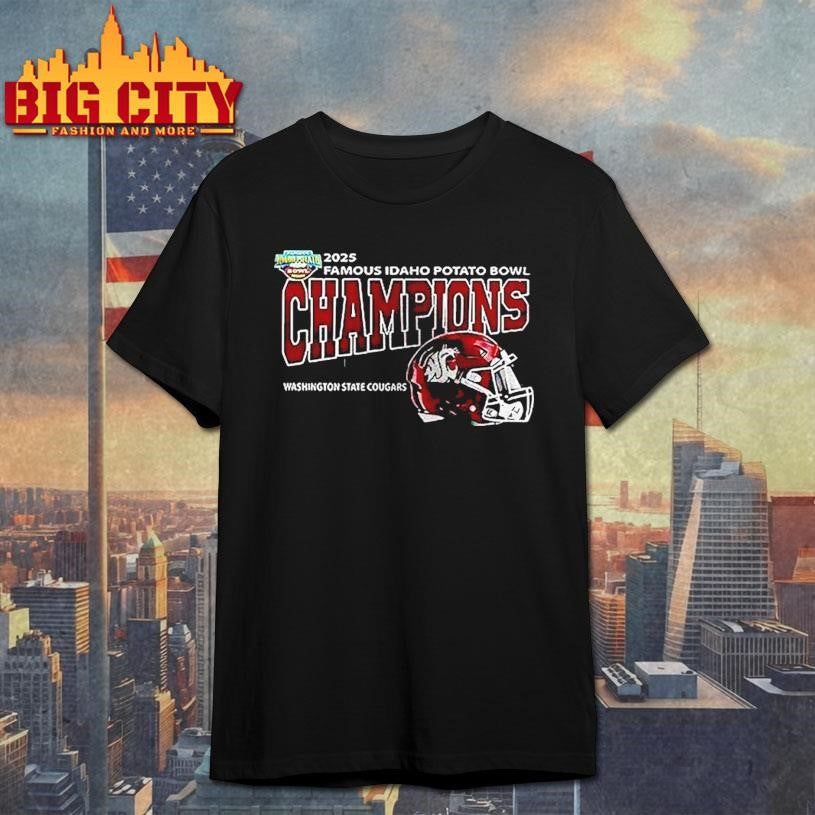 Washington State Cougars Famous Idaho Potato Bowl Champions Go Cougs Logo Helmet Shirt Unisex T-shirt, Sweatshirt, Hoodie, Long Sleeve Tee - T-Shirt, Sweatshirt, Hoodie