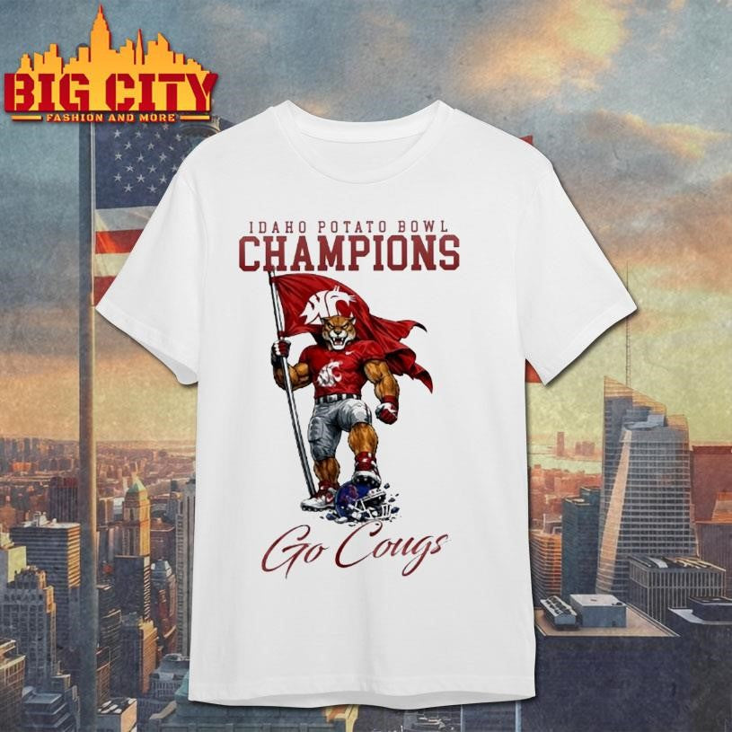 Washington State Cougars Ncaa 2025 Idaho Potato Bowl Champions Go Cougs Mascot Shirt Unisex T-shirt, Sweatshirt, Hoodie, Long Sleeve Tee - T-Shirt, Sweatshirt, Hoodie