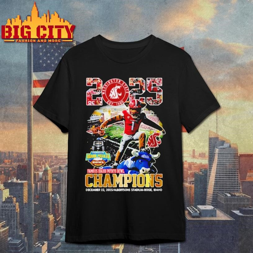 Washington State Cougars Victory In The 2025 Famous Idaho Potato Bowl Champions Est 1980 Shirt - T-Shirt, Sweatshirt, Hoodie