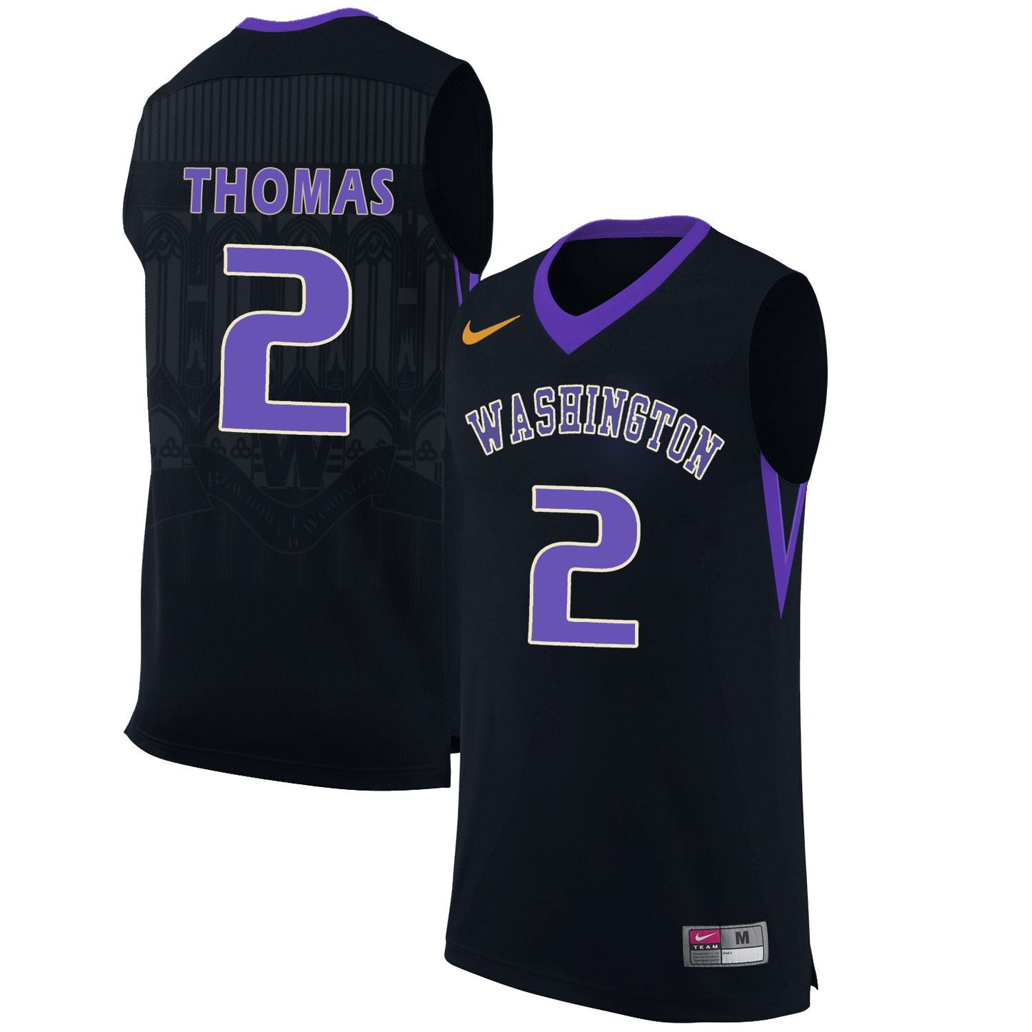 Washington 2 Black College Football Jersey football jersey product view 1