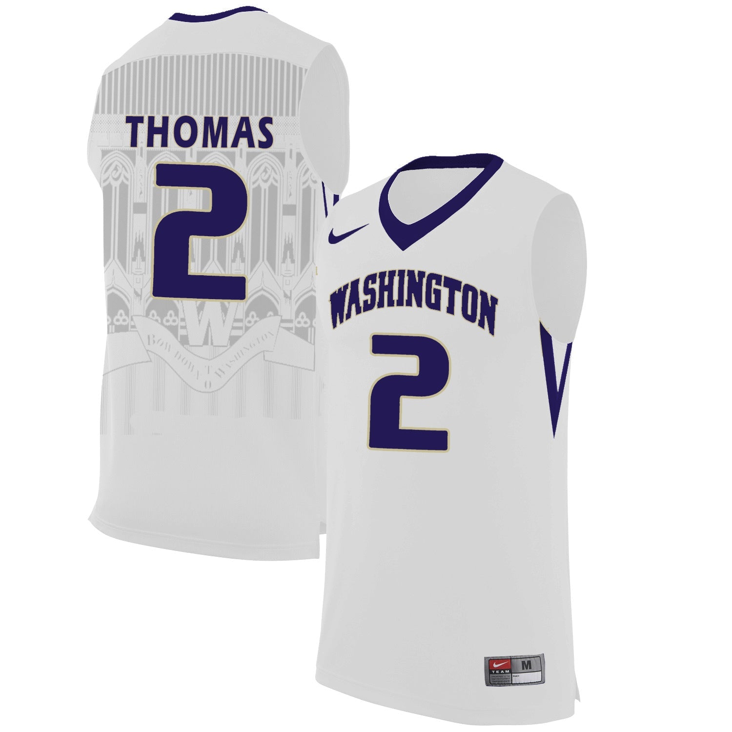 Washington 2 White College Football Jersey football jersey product view 1
