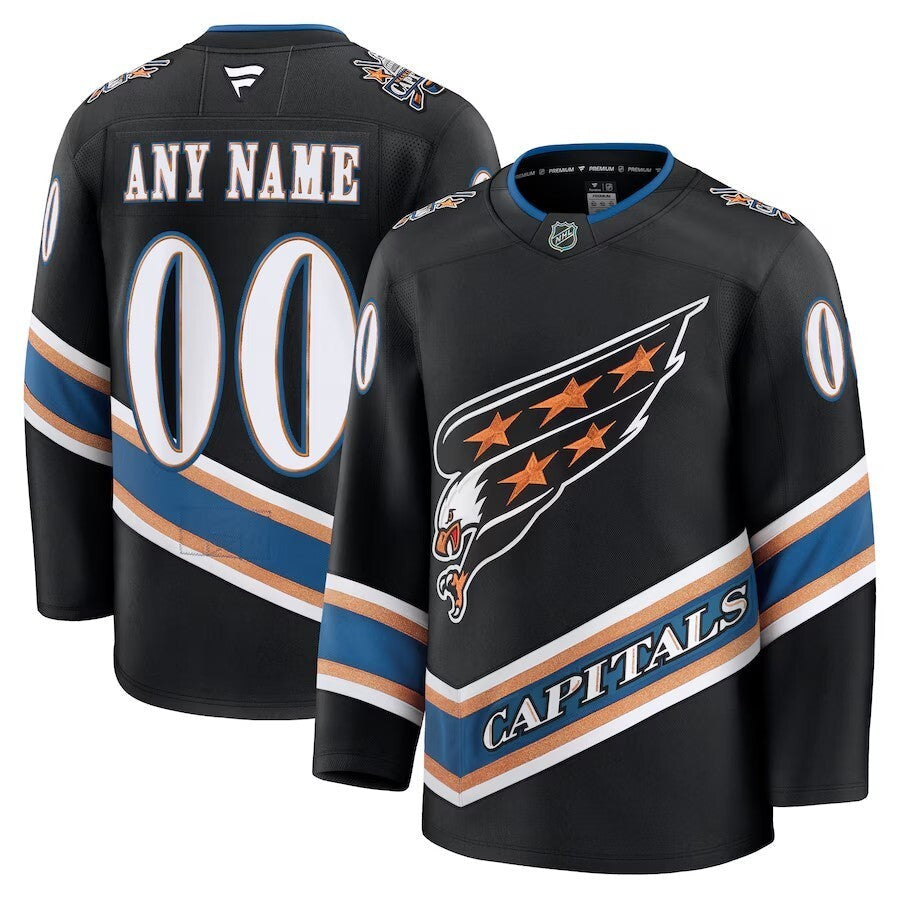 Washington Capitals Fanatics Alternate 50th Anniversary Premium Custom Jersey - Black Hockey Jersey hockey jersey product view 1