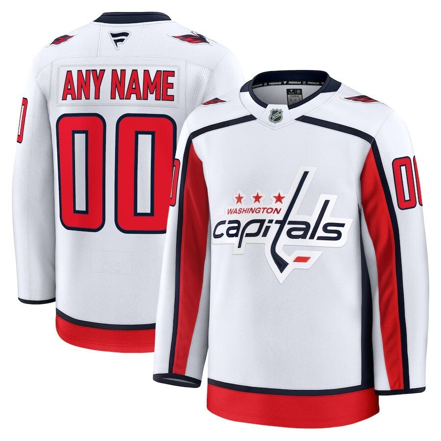 Washington Capitals Fanatics Away Premium Custom Jersey - White Hockey Jersey hockey jersey product view 1