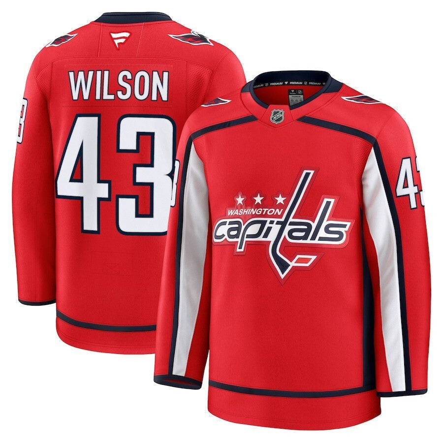 Washington Capitals #43 Tom Wilson Home Premium Jersey - Red Hockey Jersey hockey jersey product view 1