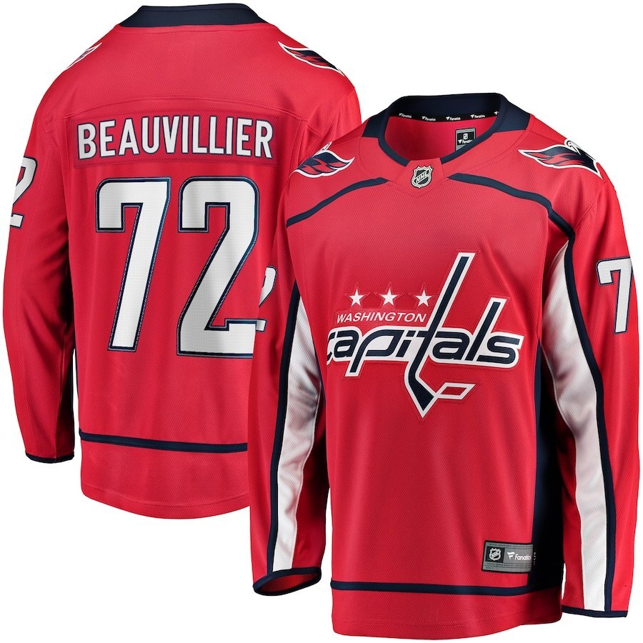 Washington Capitals #72 Anthony Beauvillier Home Breakaway Jersey - Red Hockey Jersey hockey jersey product view 1
