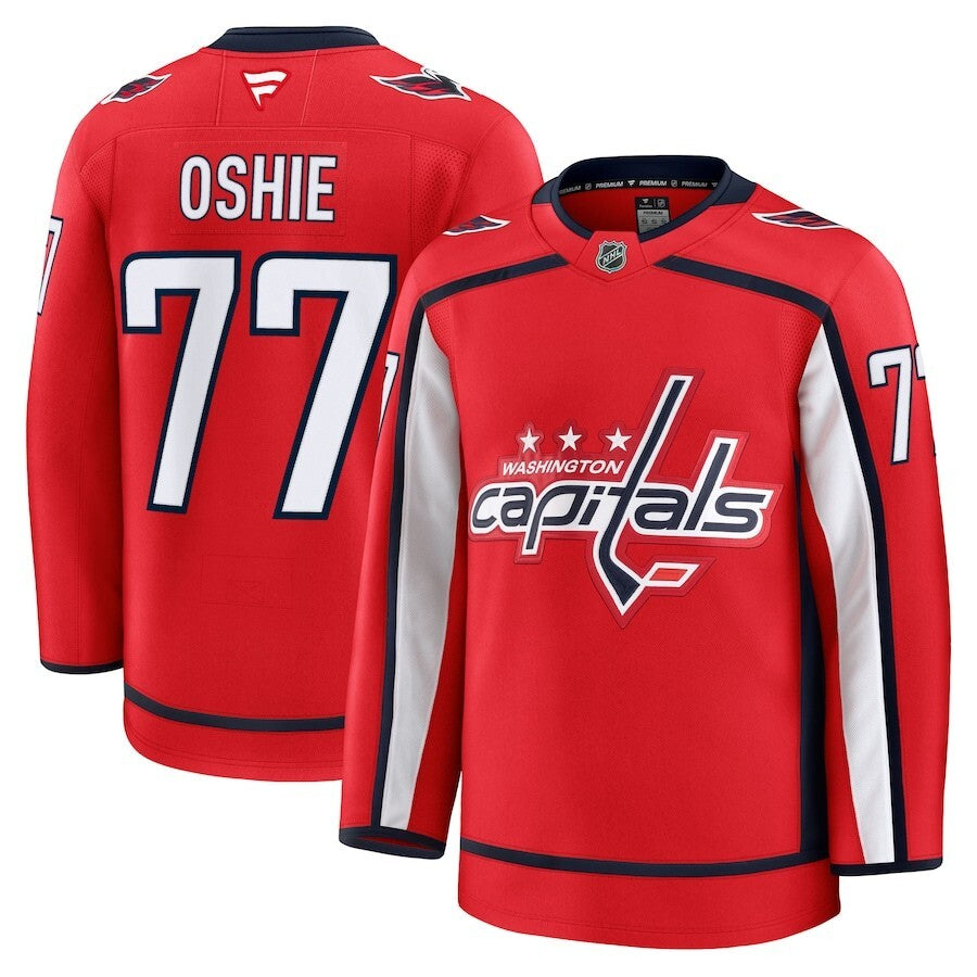 Washington Capitals #77 TJ Oshie Home Premium Jersey - Red Hockey Jersey hockey jersey product view 1