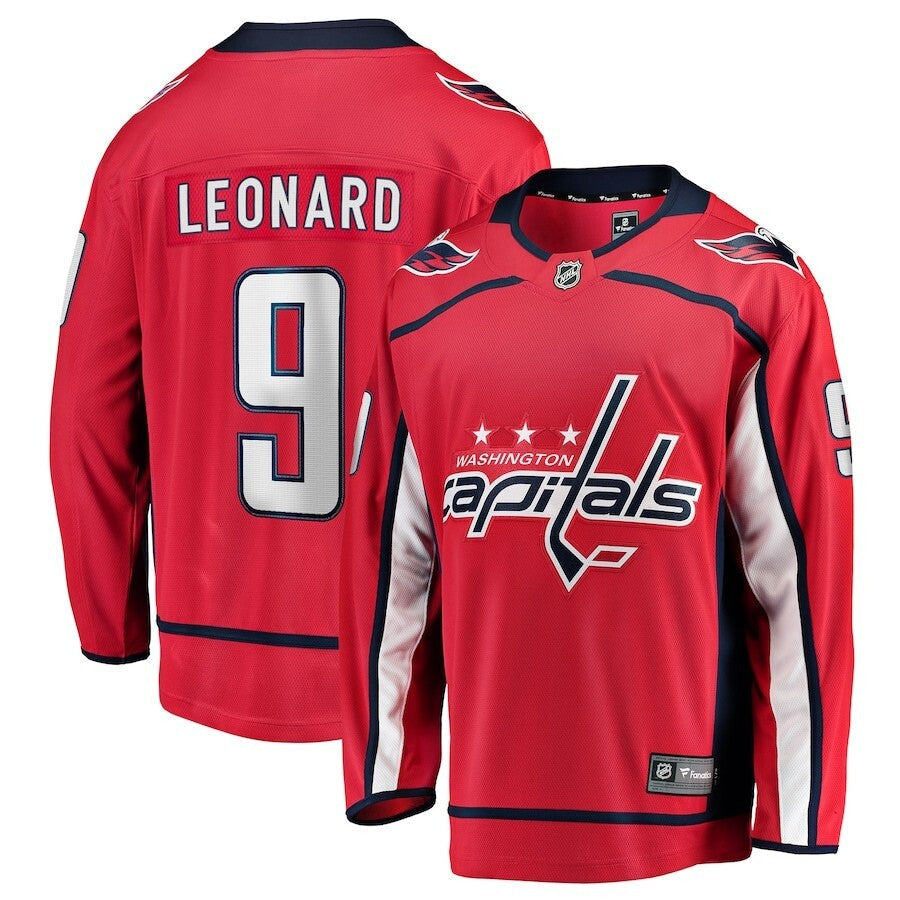 Washington Capitals #9 Ryan Leonard Home Breakaway Jersey - Red Hockey Jersey hockey jersey product view 1