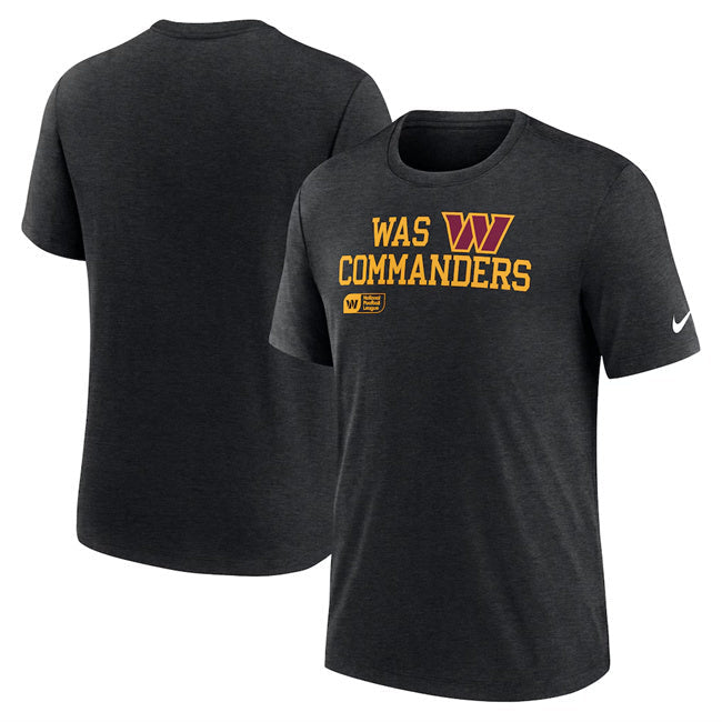 Washington Commanders Black Overlap Lockup Tri-Blend T-Shirt Football Jersey football jersey product view 1