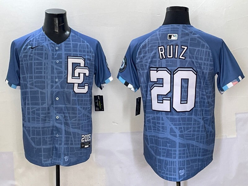 Washington Commanders #20 Keibert Ruiz Nationals Collaboration Baseball Jersey baseball jersey product view 1