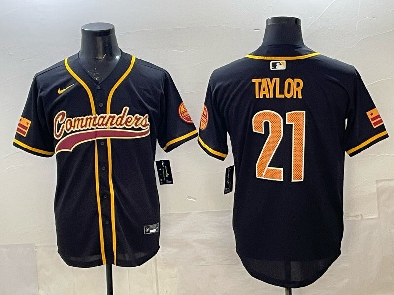 Washington Commanders #21 Sean Taylor Redskins Black Collaboration Football Jersey football jersey product view 1