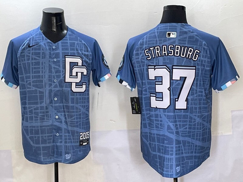 Washington Commanders #37 Stephen Strasburg Nationals Collaboration Baseball Jersey baseball jersey product view 1