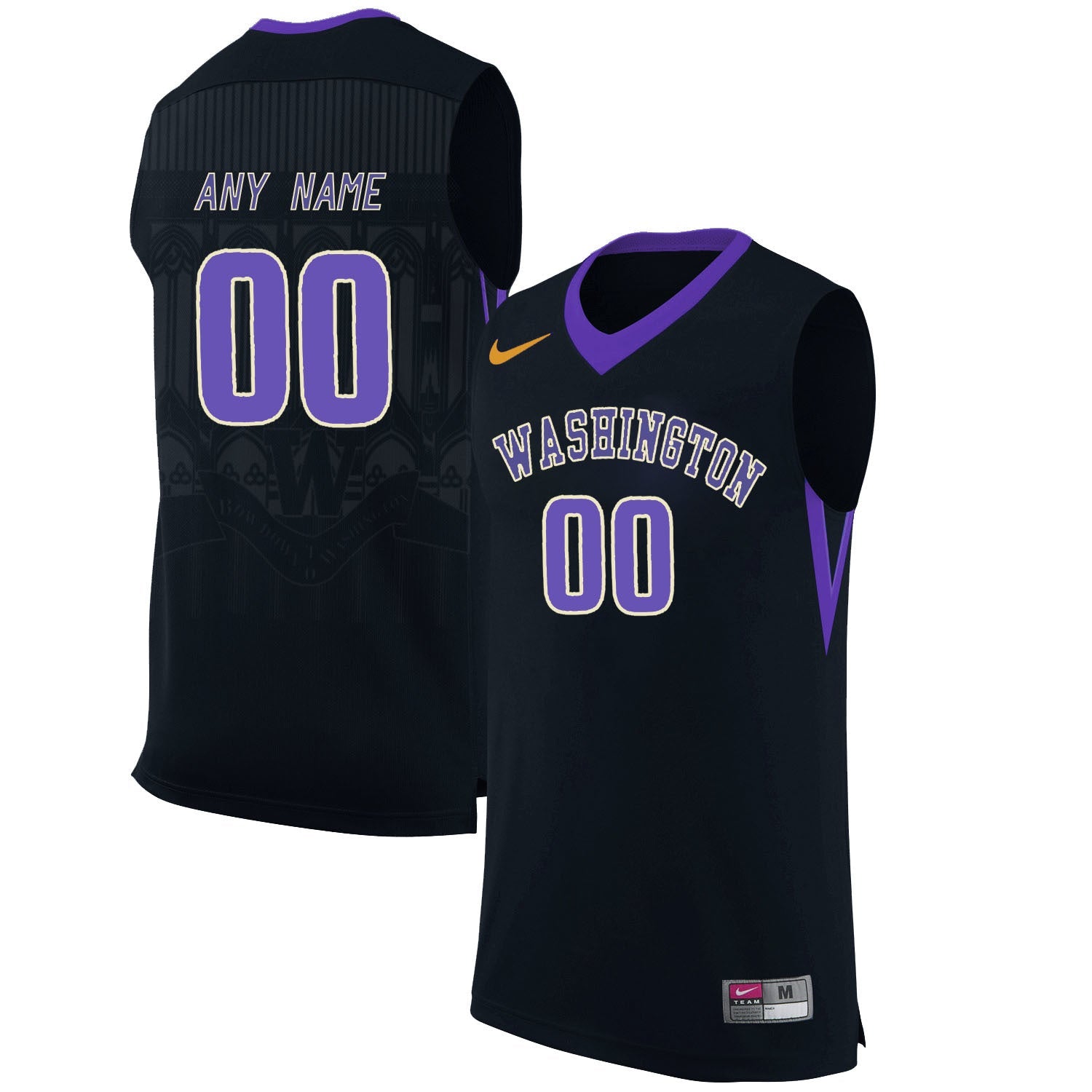 Washington Huskies 00 Black College Football Jersey football jersey product view 1