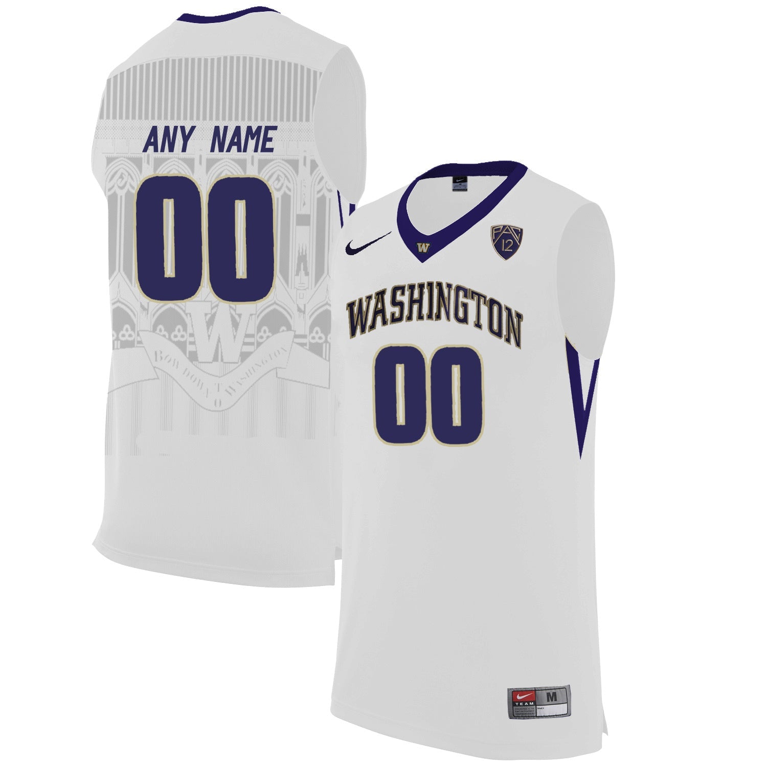 Washington Huskies Any name 00 White College Football Jersey football jersey product view 1