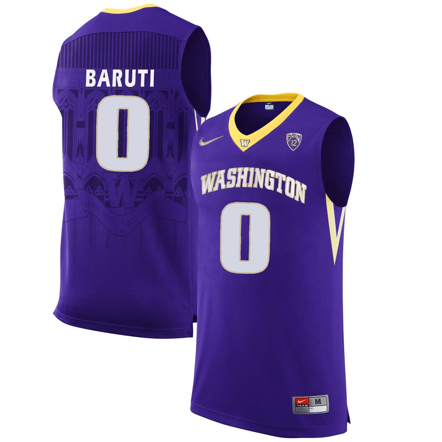 Washington Huskies Bitumba Baruti 0 Purple College Football Jersey football jersey product view 1