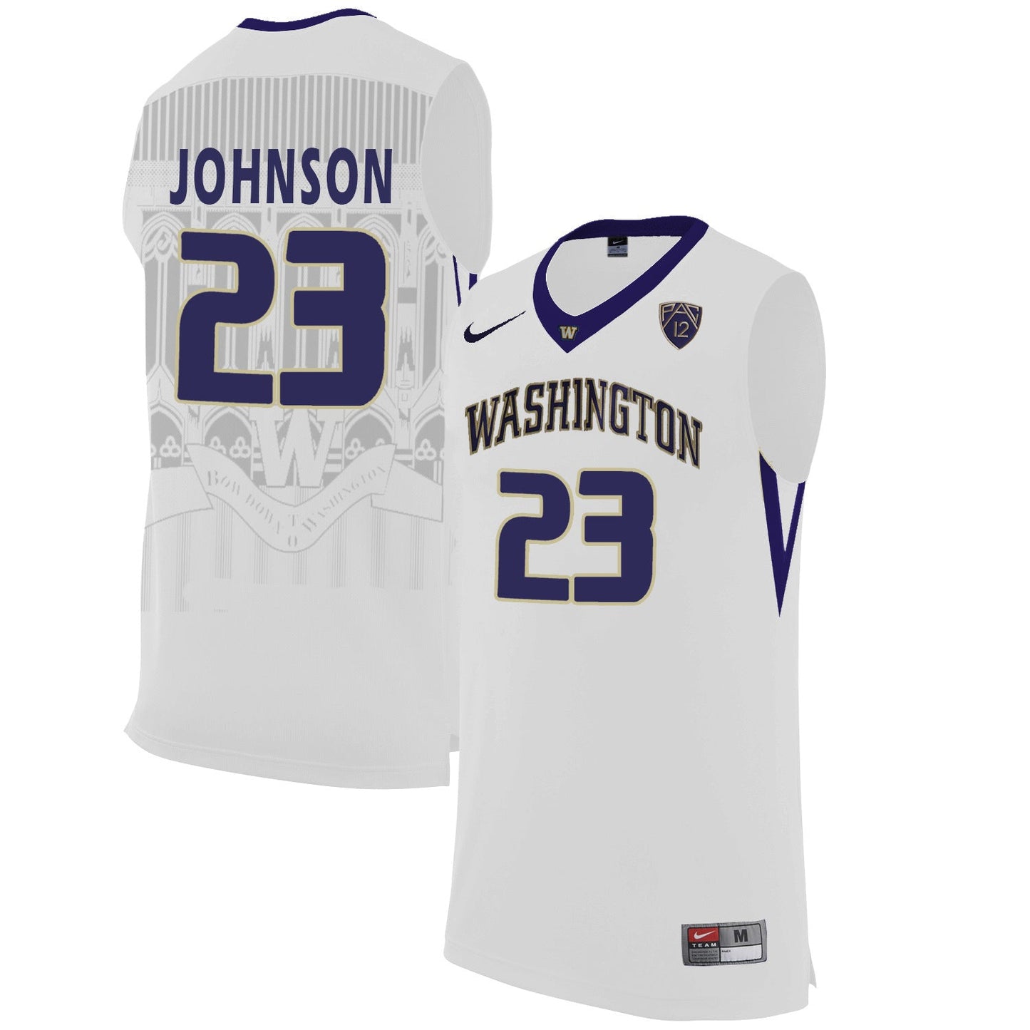 Washington Huskies Carlos Johnson 23 White College Football Jersey football jersey product view 1