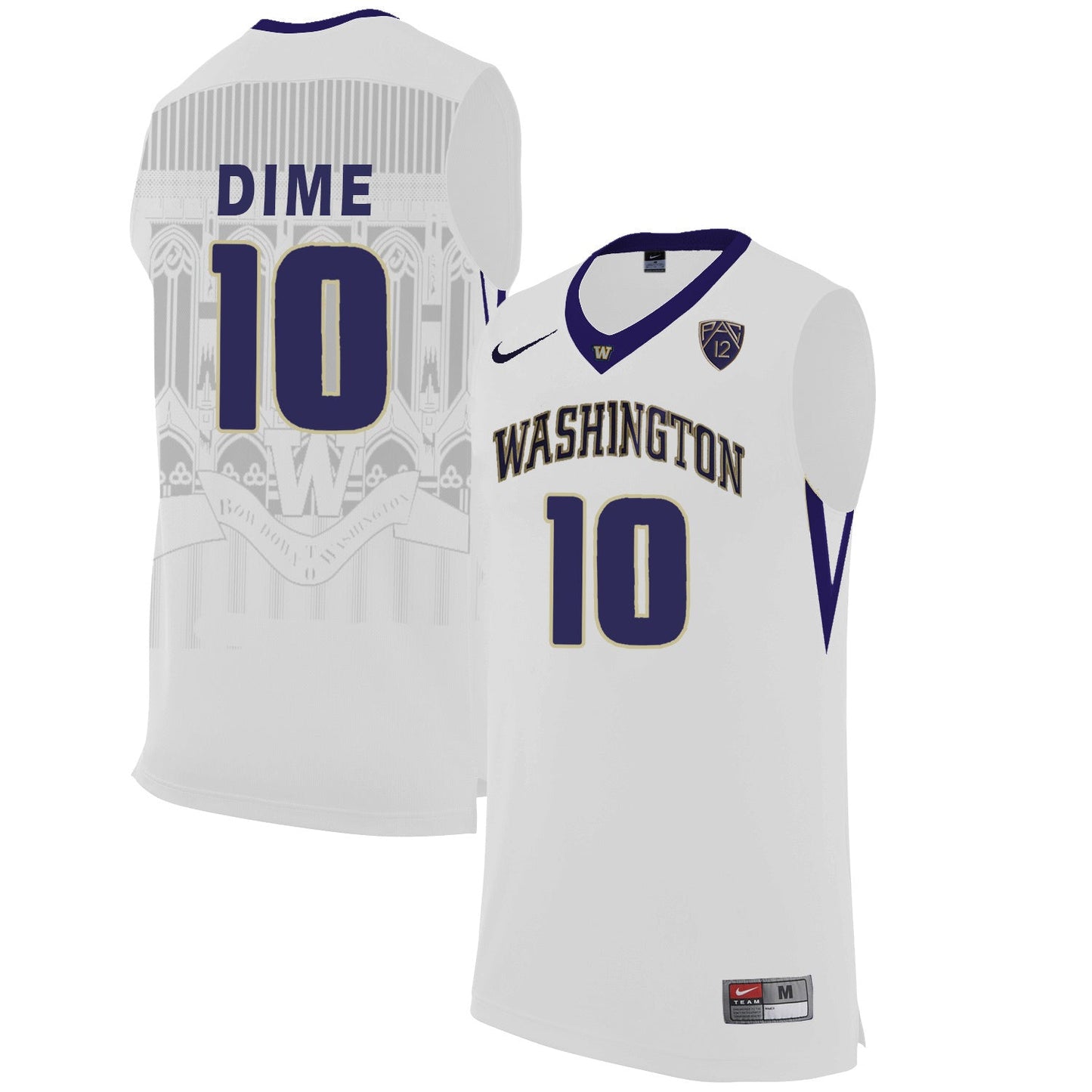 Washington Huskies DIME 10 White College Football Jersey football jersey product view 1