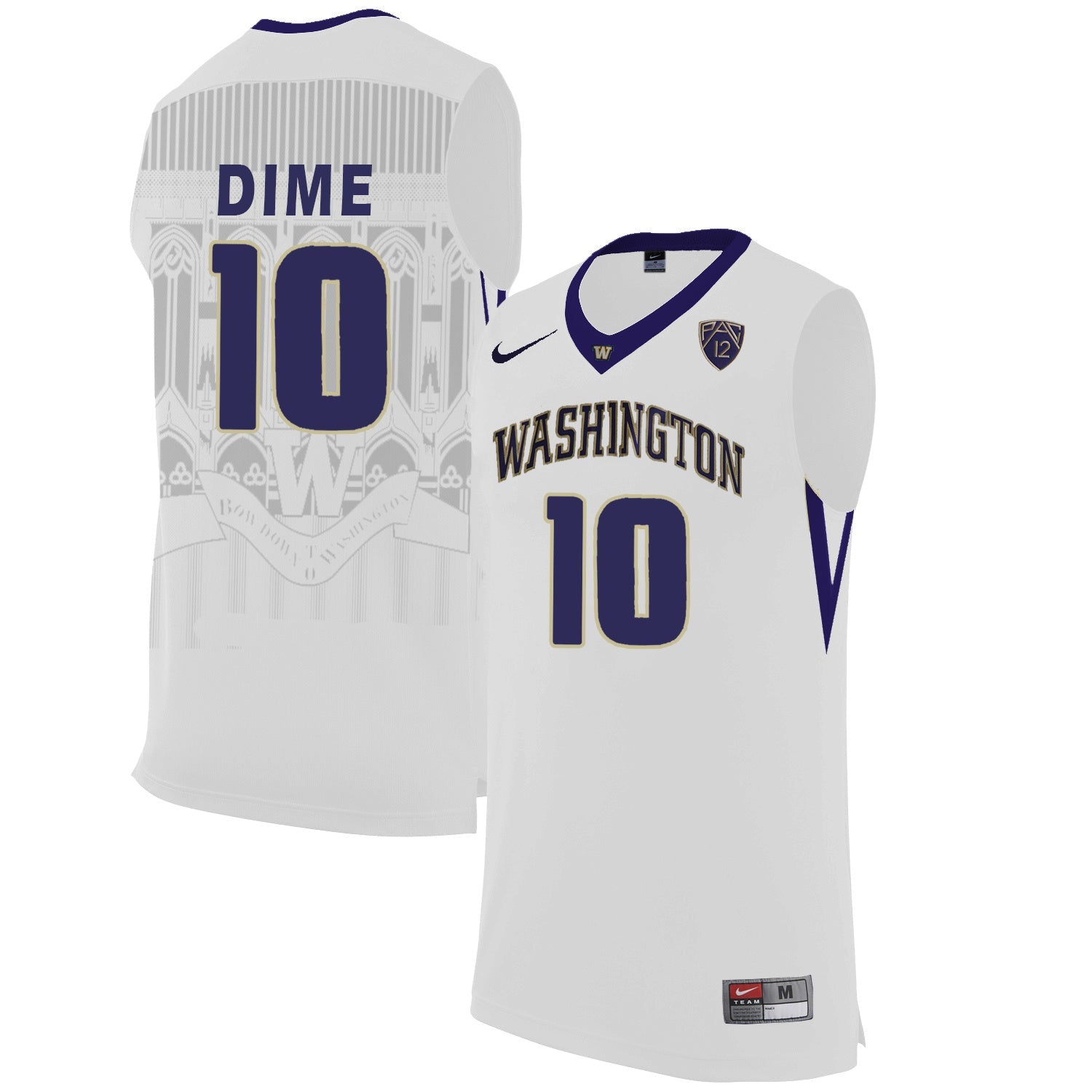 Washington Huskies DIME 10 White College Football Jersey football jersey product view 1