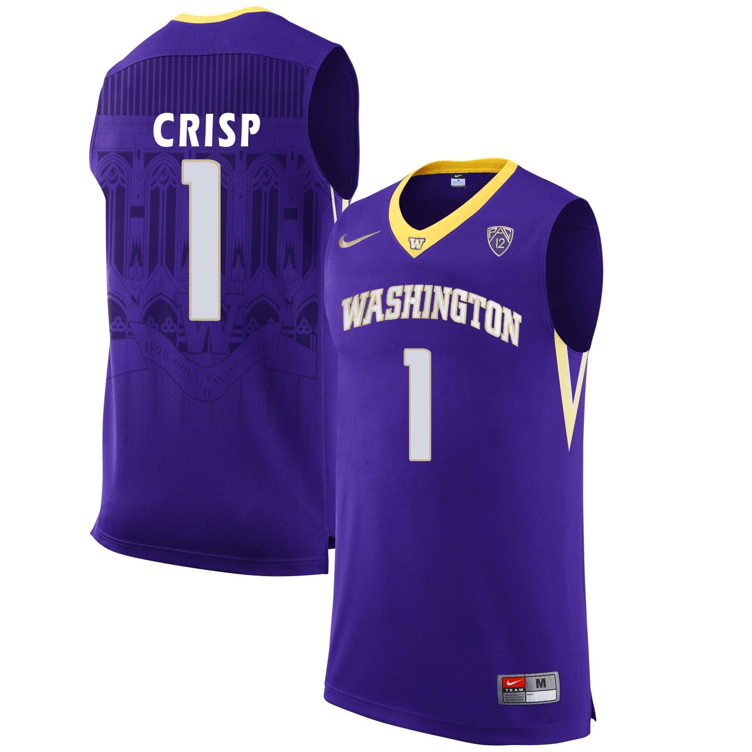 Washington Huskies David Crisp 1 Purple College Football Jersey football jersey product view 1