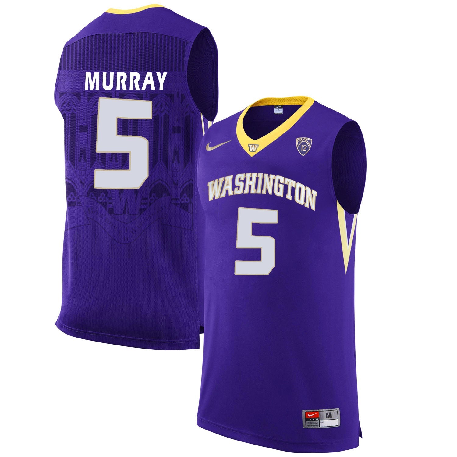Washington Huskies Dejounte Murray 5 Purple College Football Jersey football jersey product view 1