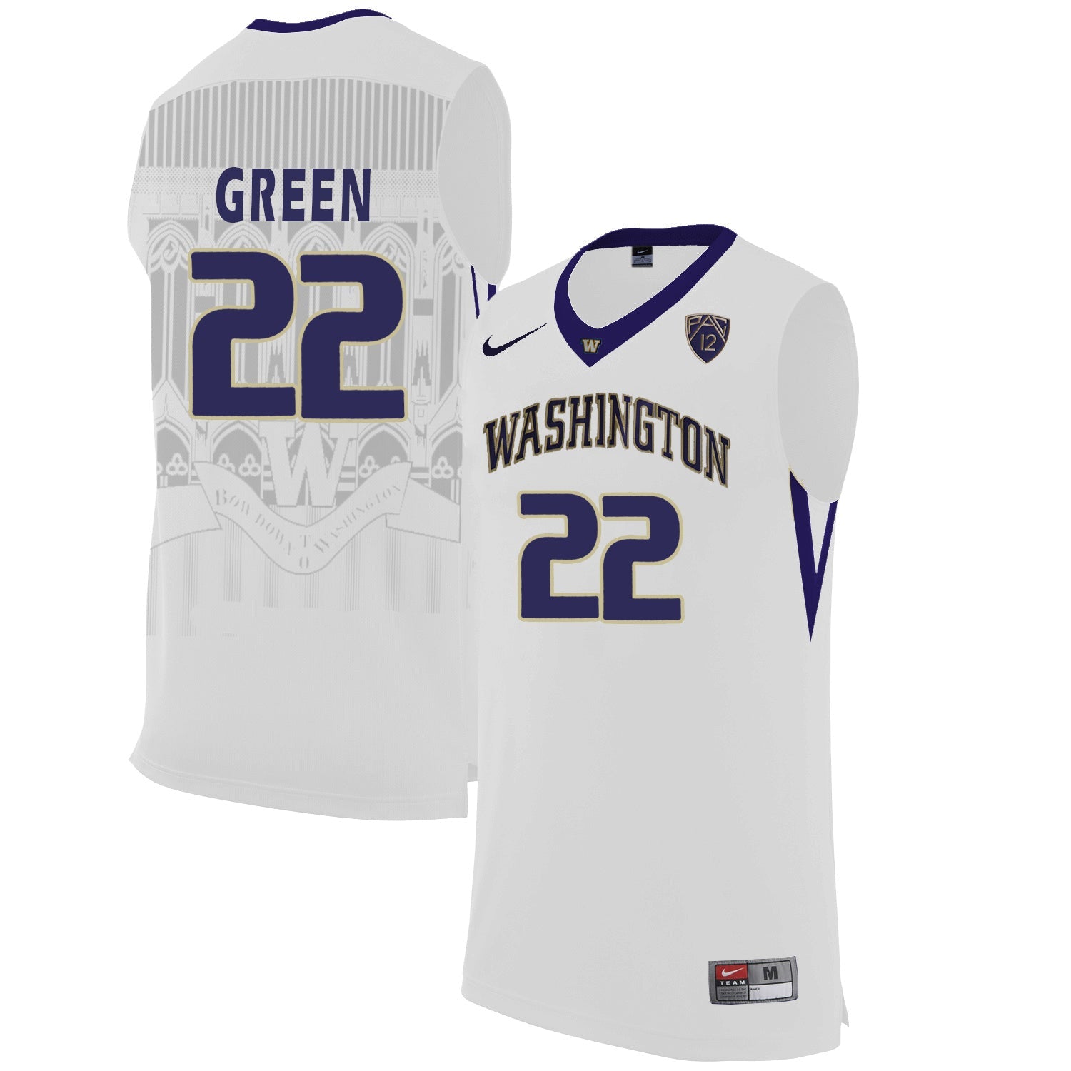 Washington Huskies Dominic Green 22 White College Football Jersey football jersey product view 1