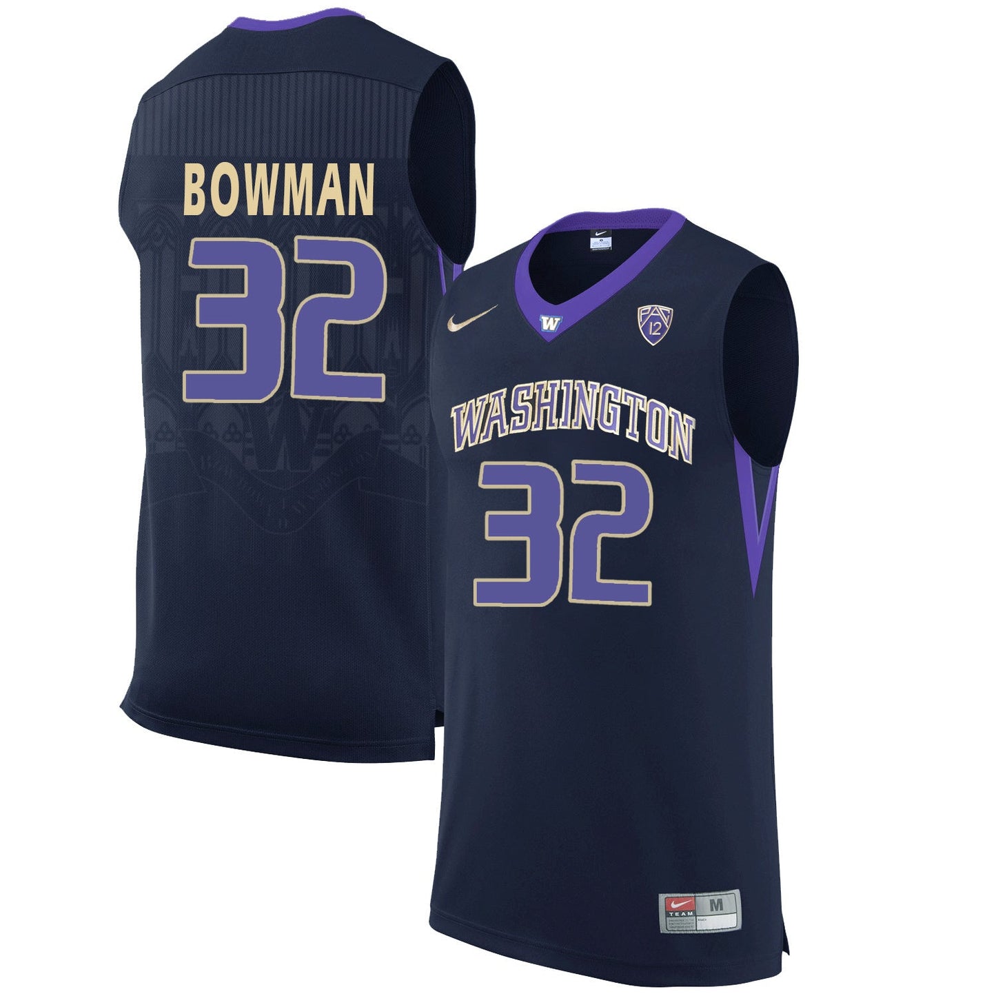 Washington Huskies Greg Bowman 32 Black College Football Jersey football jersey product view 1