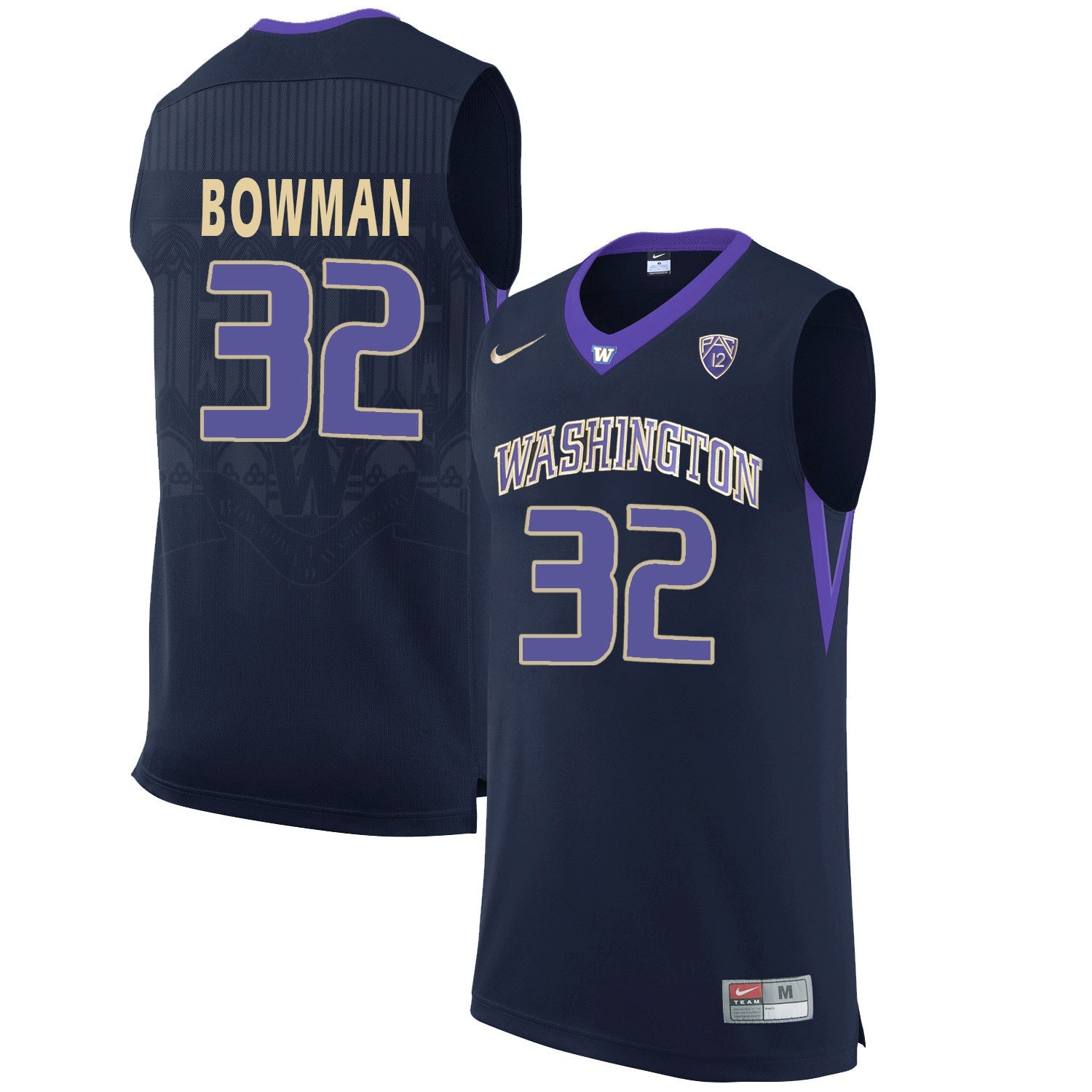 Washington Huskies Greg Bowman 32 Black College Football Jersey football jersey product view 1
