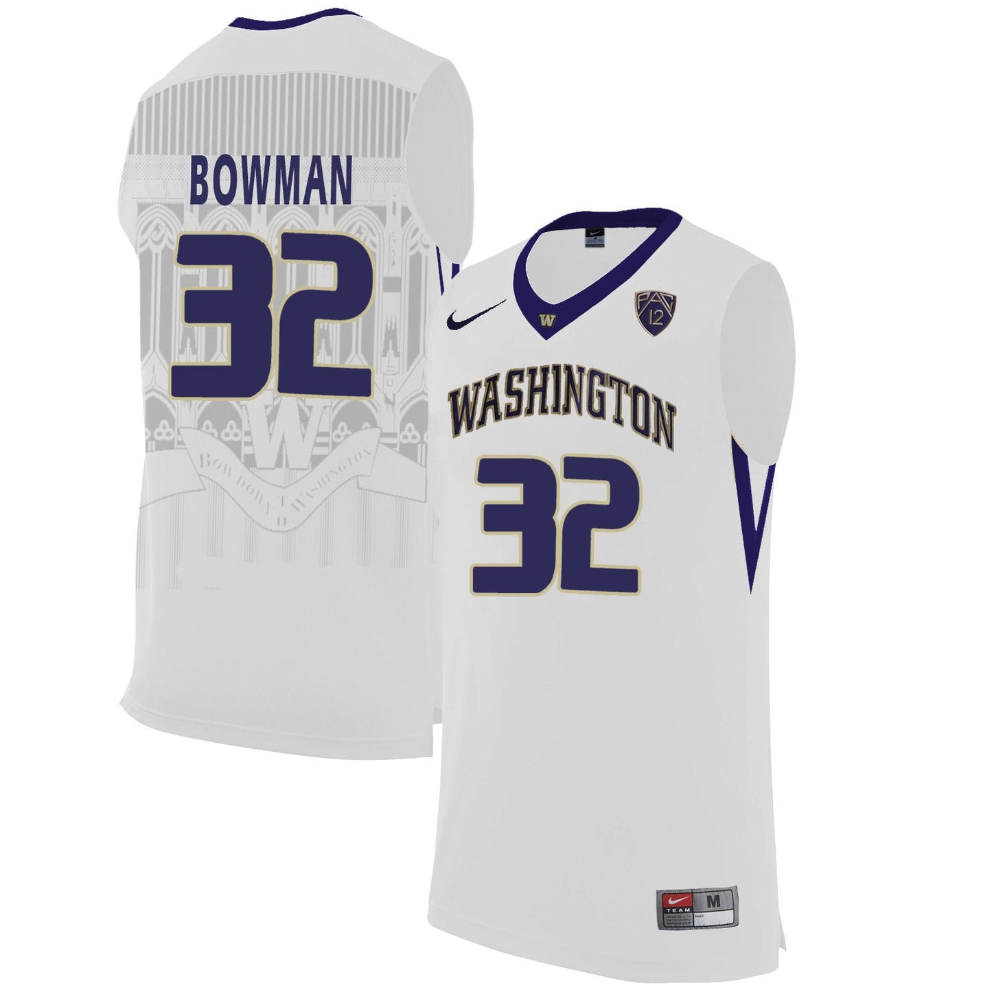 Washington Huskies Greg Bowman 32 White College Football Jersey football jersey product view 1
