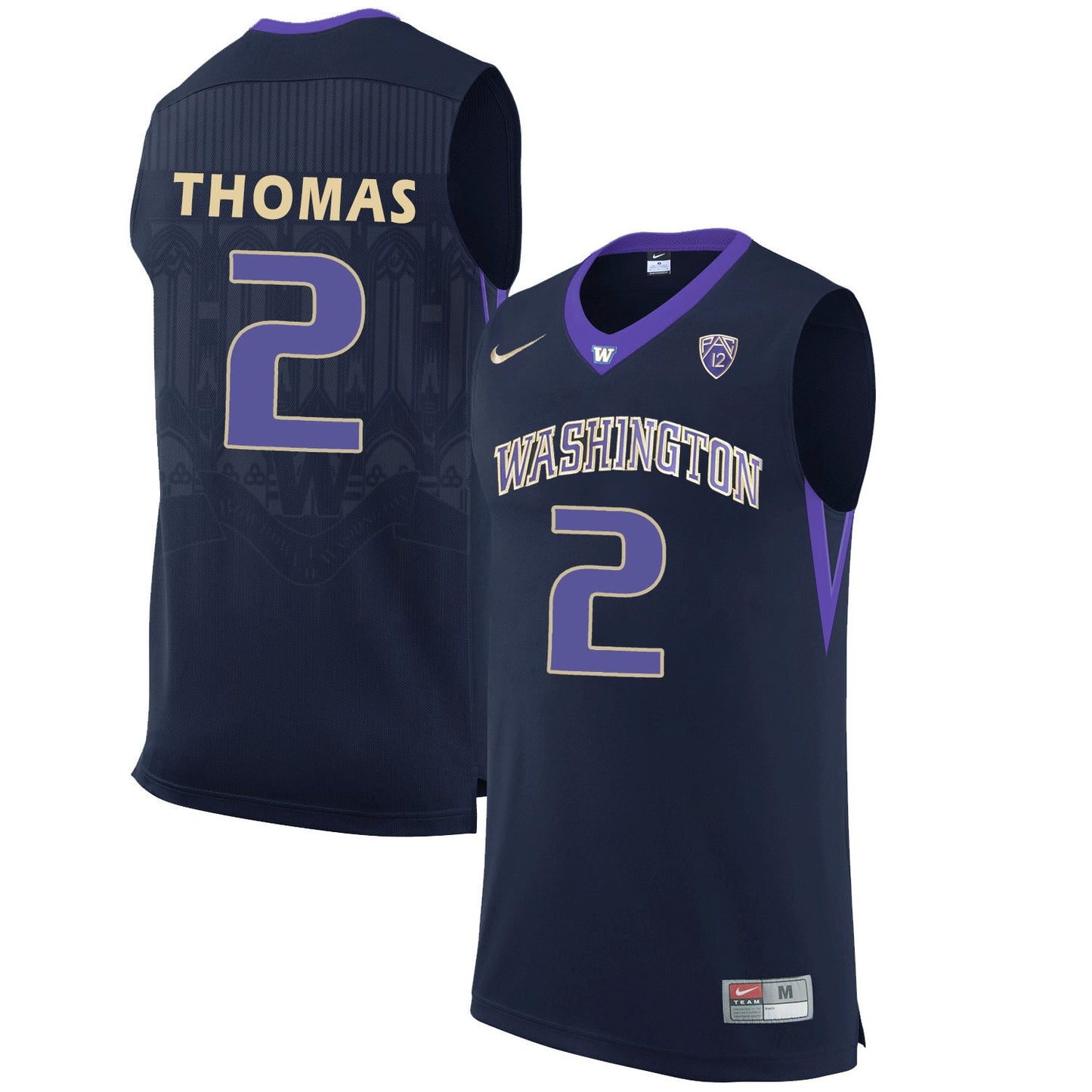 Washington Huskies Isaiah Thomas 2 Black College Football Jersey football jersey product view 1
