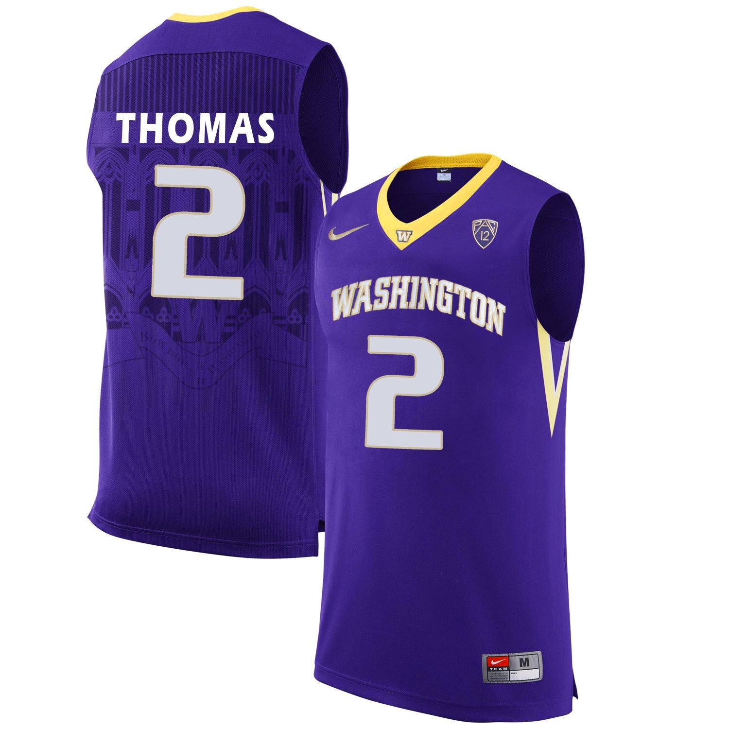 Washington Huskies Isaiah Thomas 2 Purple College Football Jersey football jersey product view 1