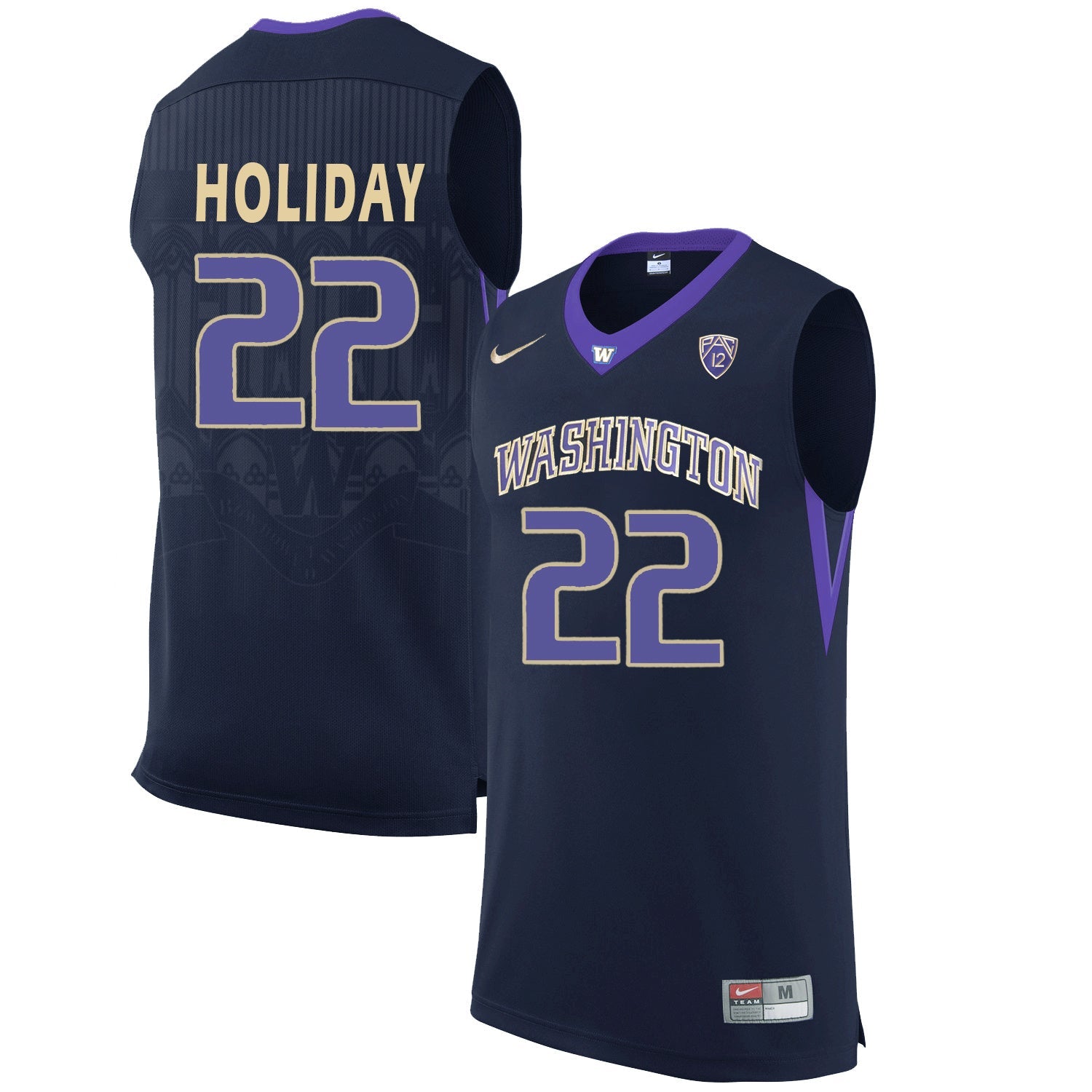 Washington Huskies Justin Holiday 22 Black College Football Jersey football jersey product view 1