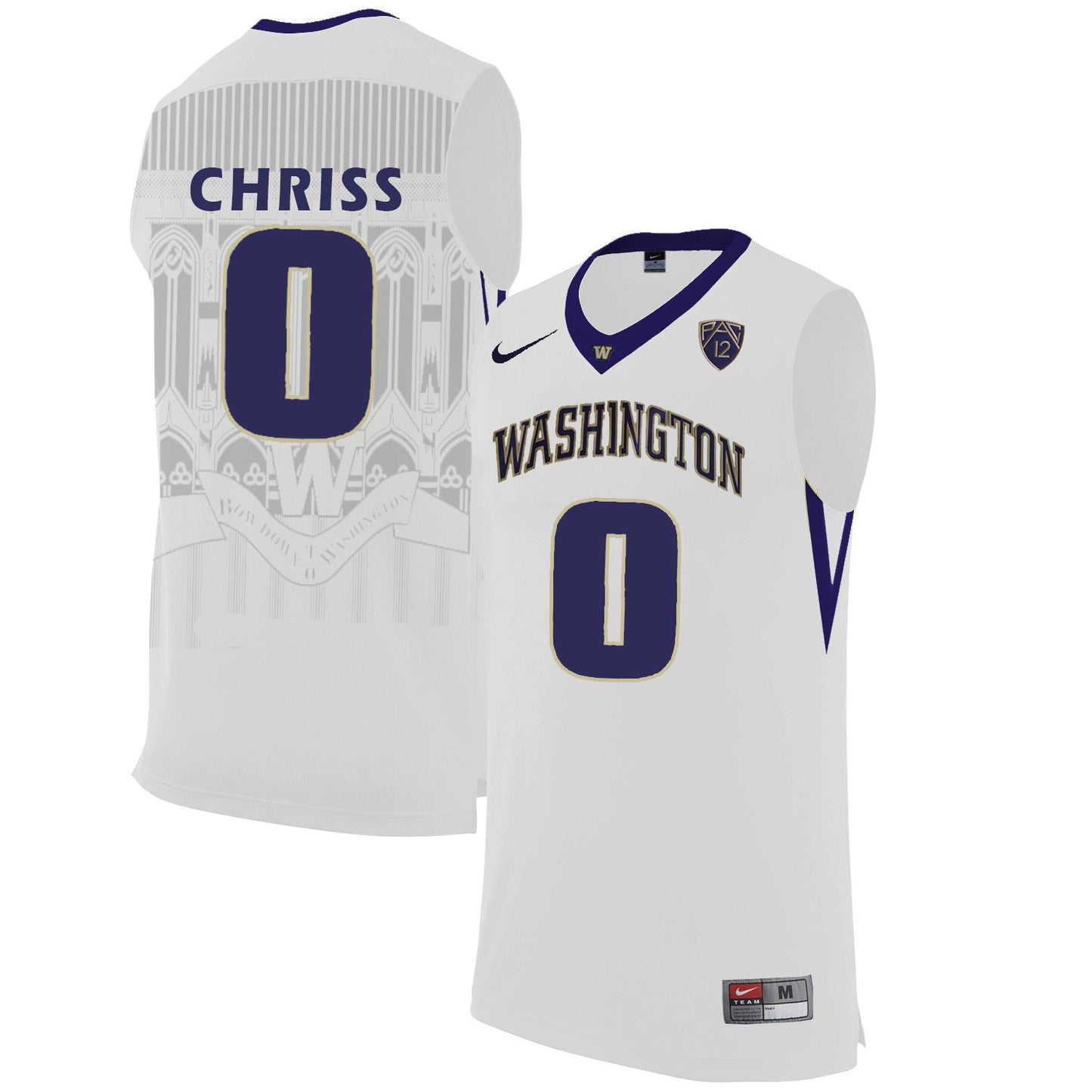 Washington Huskies Marquese Chriss 0 White College Football Jersey football jersey product view 1