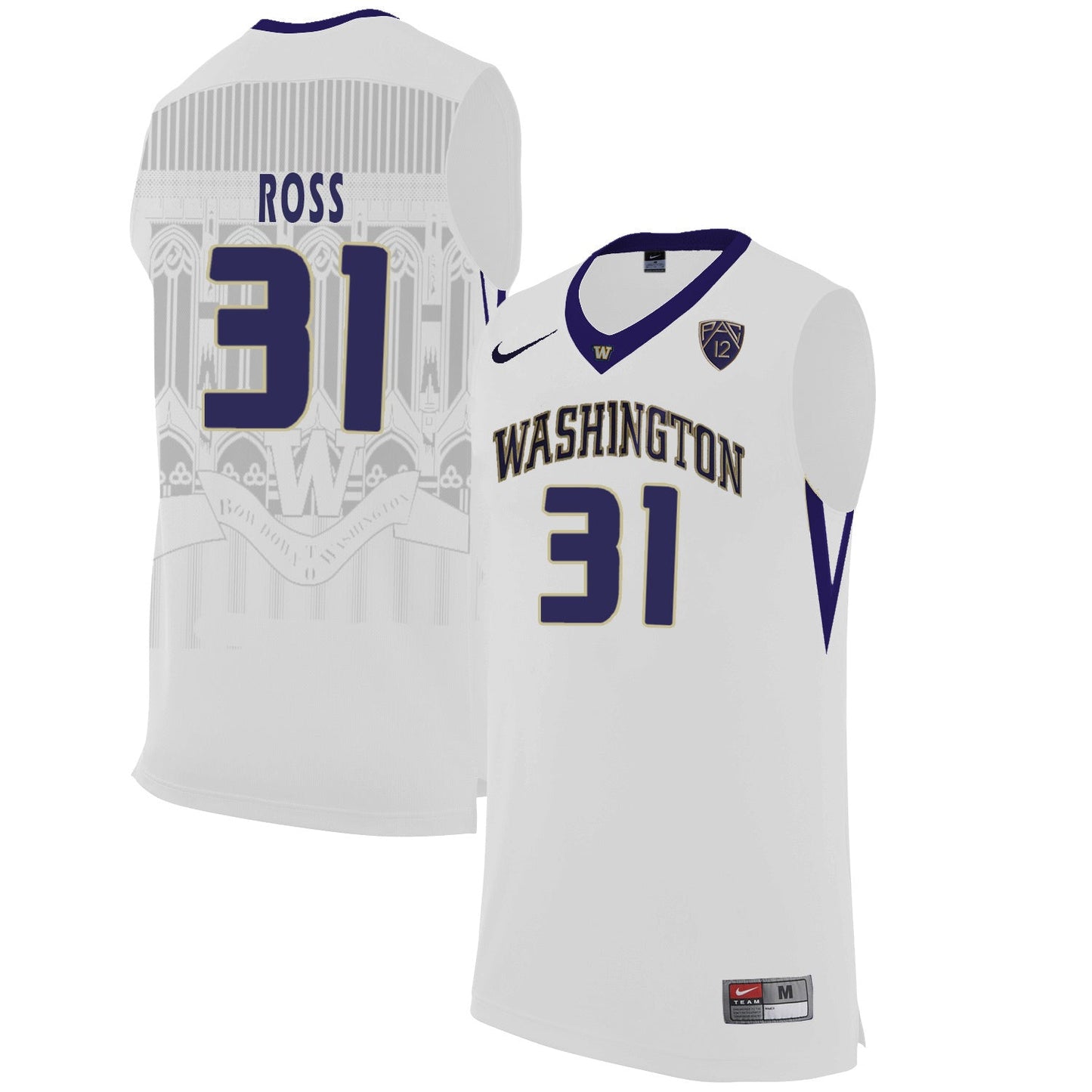 Washington Huskies Terrence Ross 31 White College Football Jersey football jersey product view 1