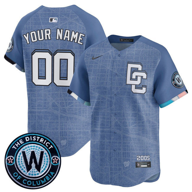 Washington Nationals ACTIVE PLAYER Custom Blue 2025 City Connect Limited Baseball Jersey baseball jersey product view 1