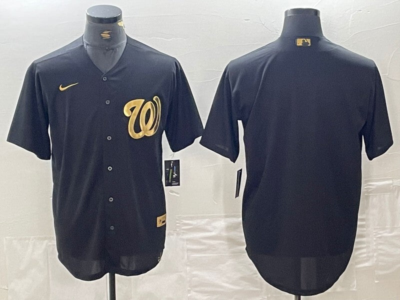 Washington Nationals Black Gold 4 Edition Style 3 Baseball Jersey baseball jersey product view 1