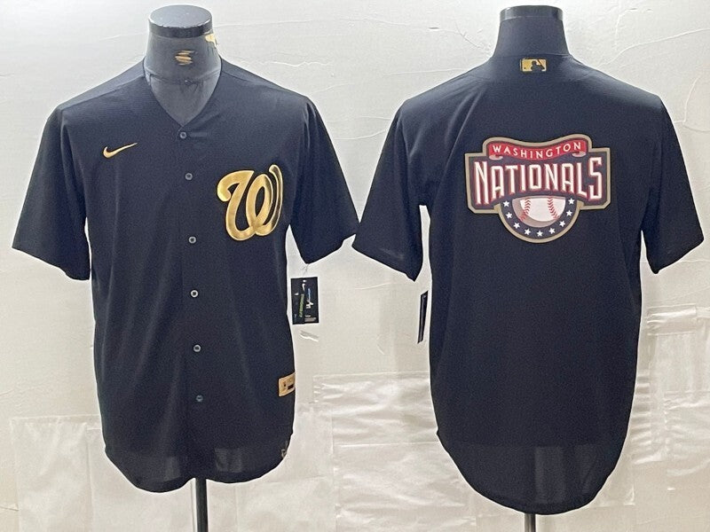 Washington Nationals Black Gold 4 Edition Style 4 Baseball Jersey baseball jersey product view 1